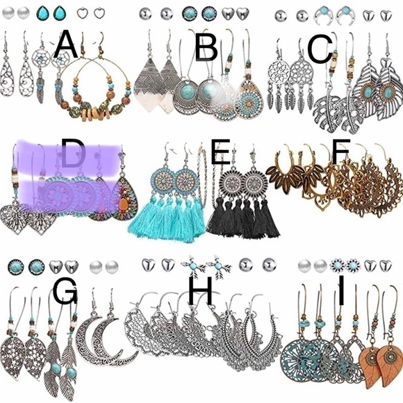 𝅺bohemian Style Set of Earrings - Picture 2 of 8